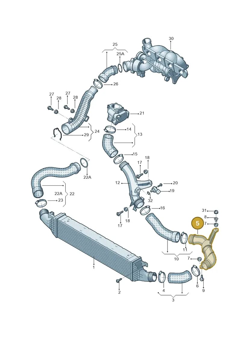 5N0145792D — Audi Q3 quattro 2.0 (2016-2019) diagram 895145850, position 5