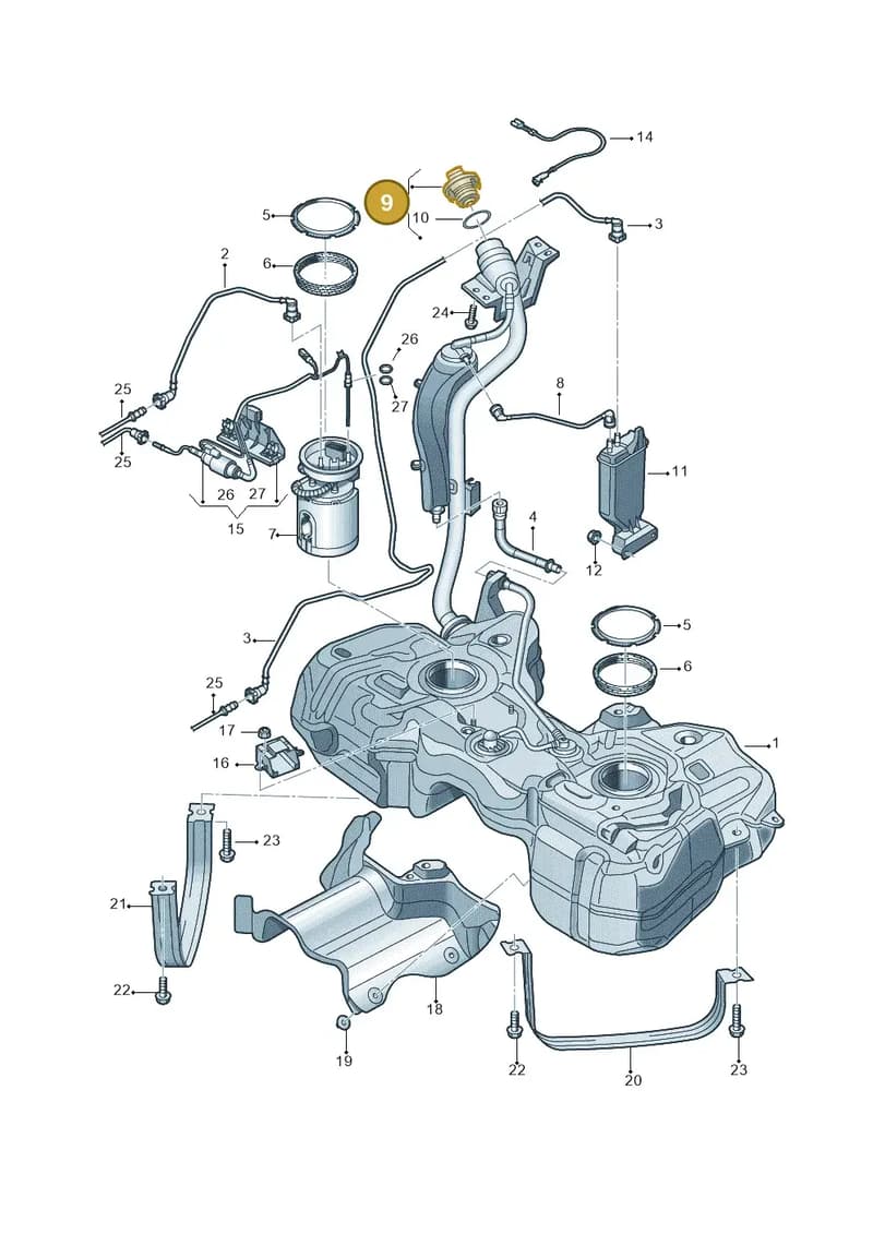 5N0201550C — Volkswagen Tiguan (2011-2018) diagram 719201400, position 9