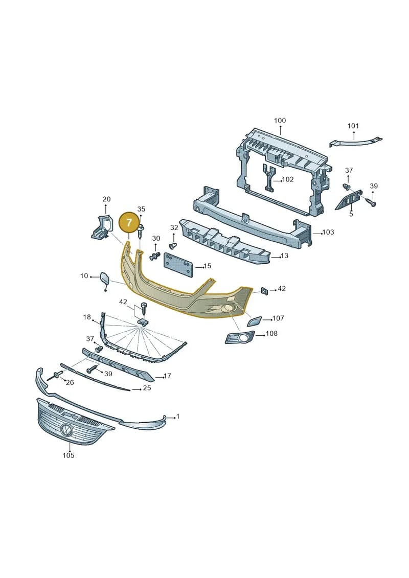 5N0807217ETGRU — Volkswagen Tiguan (2011-2018) diagram 634807100, position 7