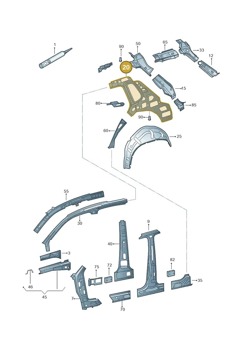 5N0809405 — Volkswagen Tiguan (2011-2018) diagram 634809000, position 20