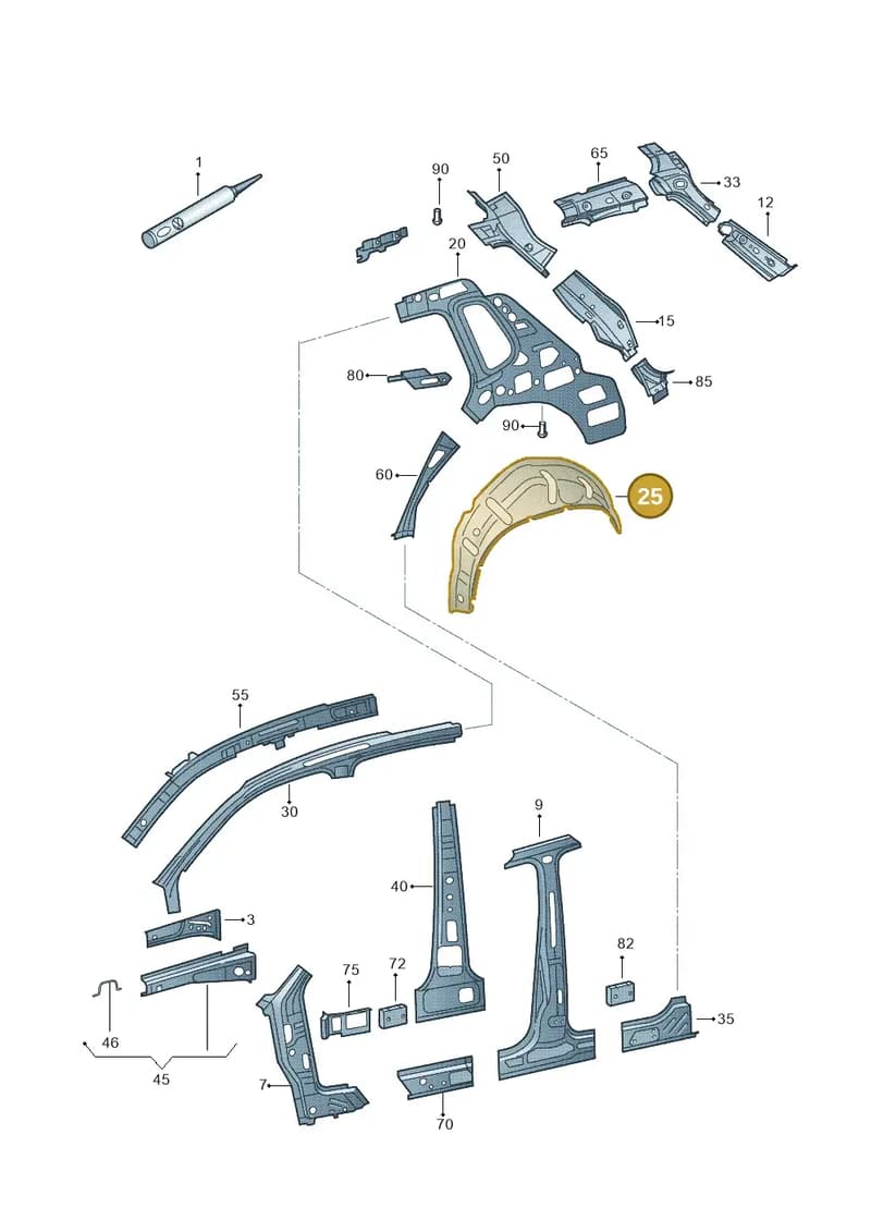 5N0809410 — Volkswagen Tiguan (2011-2018) diagram 634809000, position 25