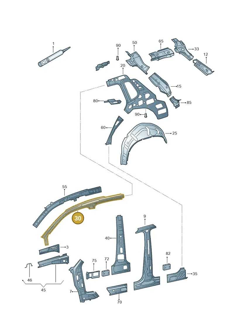 5N0809438 — Volkswagen Tiguan (2011-2018) diagram 634809000, position 30