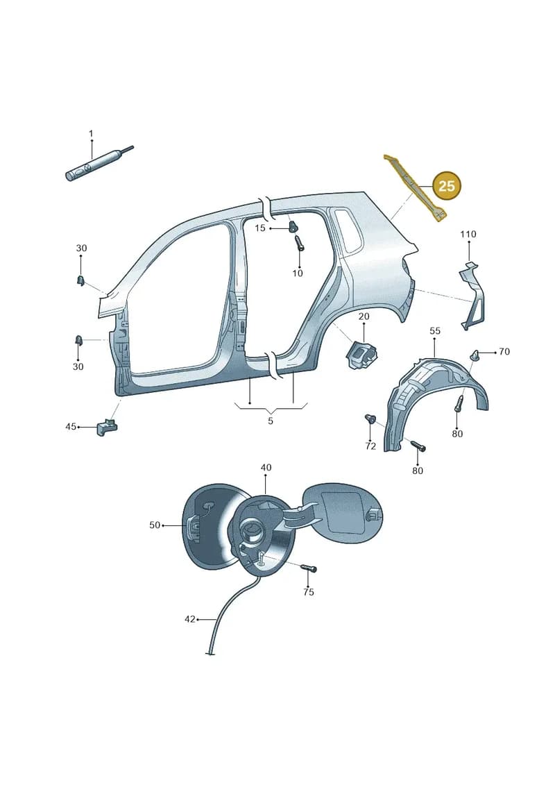 5N0809641 — Volkswagen Tiguan (2009-2019) diagram 688809700, position 25