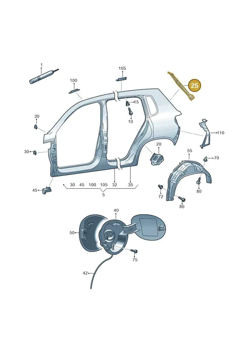 5N0809642 — Volkswagen Tiguan (2011-2018) diagram 634809700, position 25