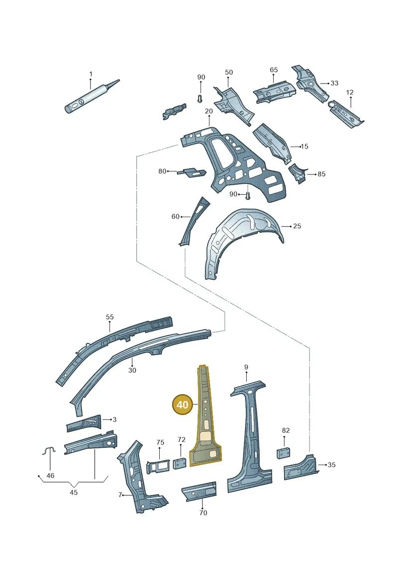 5N0809881A — Volkswagen Tiguan (2011-2018) diagram 634809000, position 40