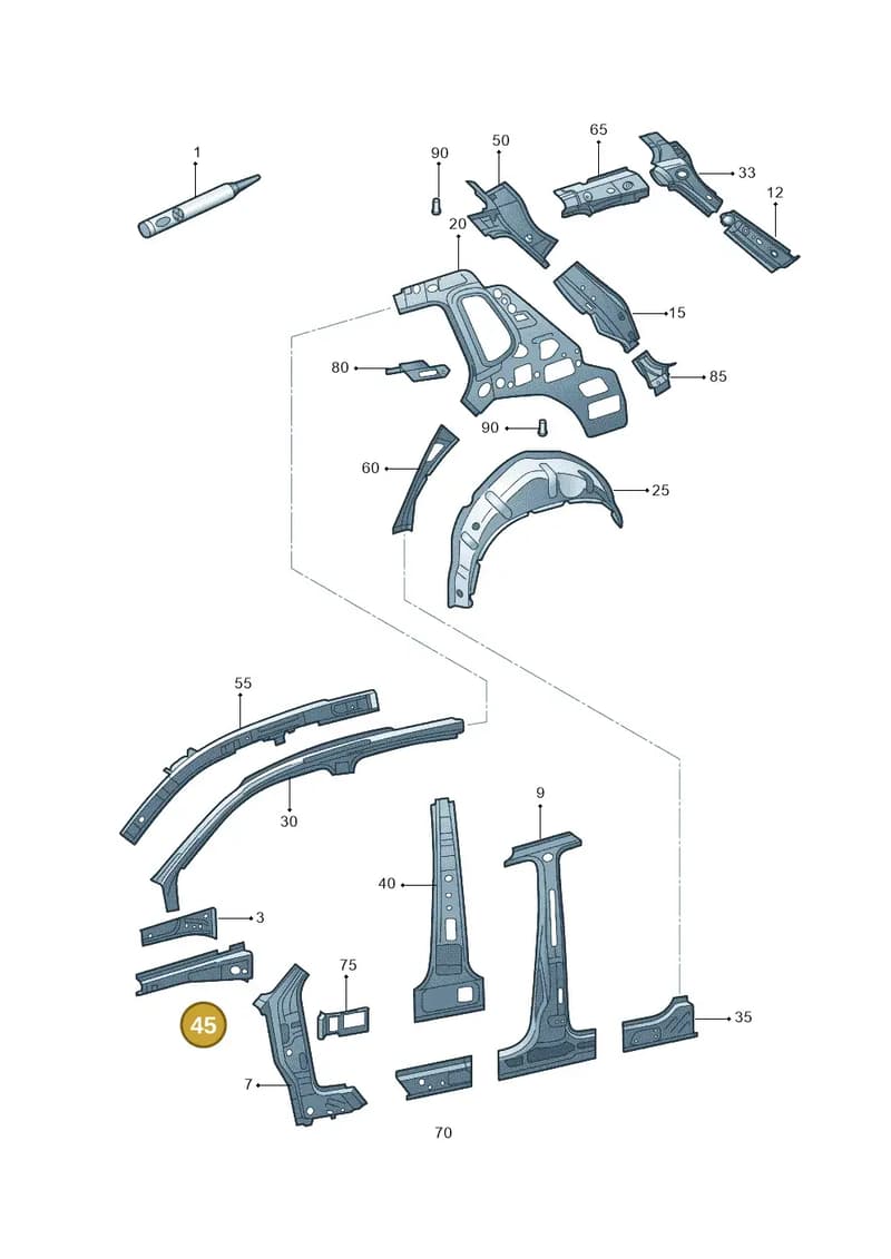 5N0810135 — Volkswagen Tiguan (2009-2019) diagram 688809000, position 45