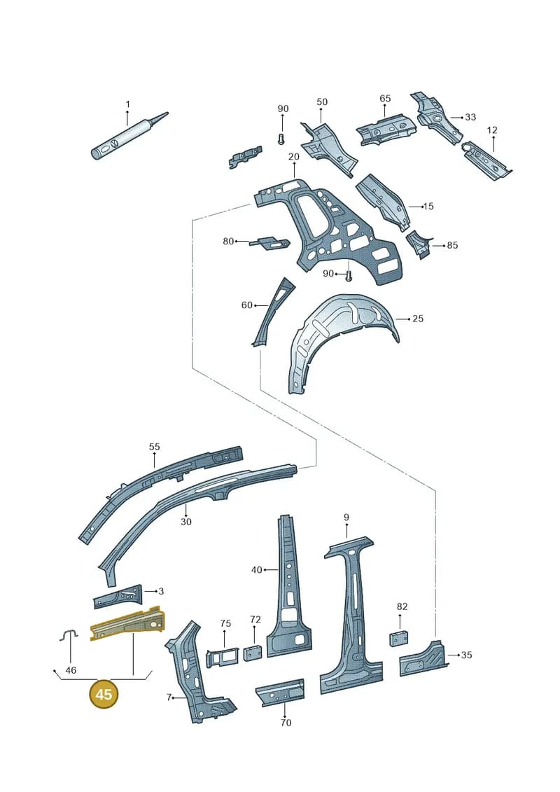 5N0810135 — Volkswagen Tiguan (2011-2018) diagram 634809000, position 45