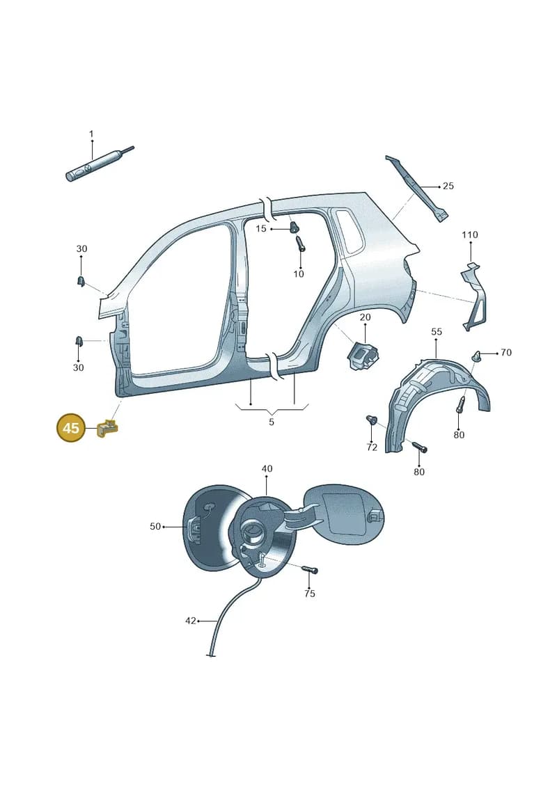 5N0810333 — Volkswagen Tiguan (2009-2019) diagram 688809700, position 45