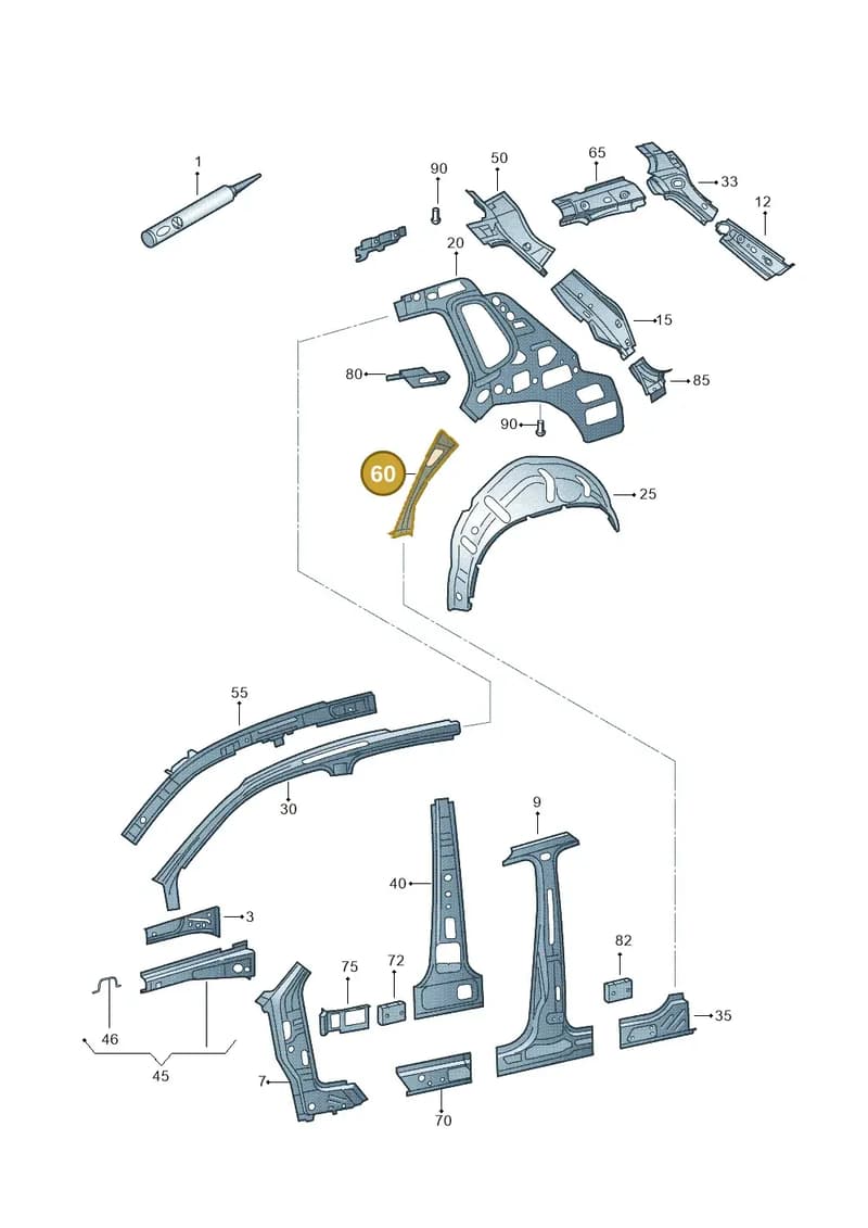 5N0810421 — Volkswagen Tiguan (2011-2018) diagram 634809000, position 60