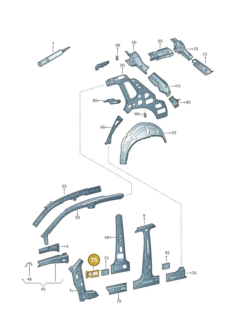 5N0810718 — Volkswagen Tiguan (2011-2018) diagram 634809000, position 75