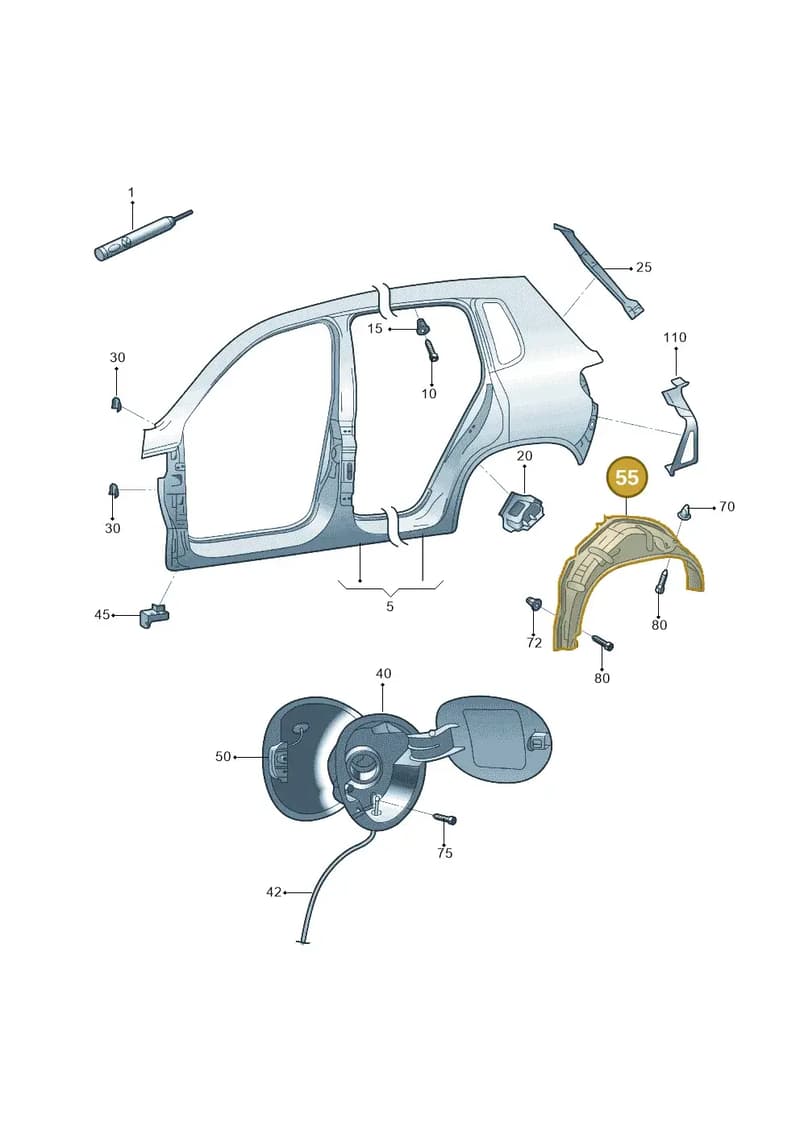 5N0810971 — Volkswagen Tiguan (2009-2019) diagram 688809700, position 55