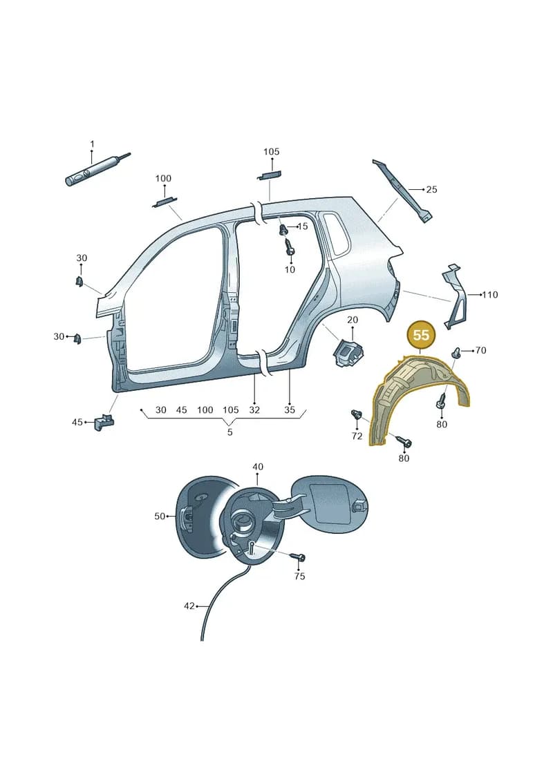 5N0810971 — Volkswagen Tiguan (2011-2018) diagram 634809700, position 55