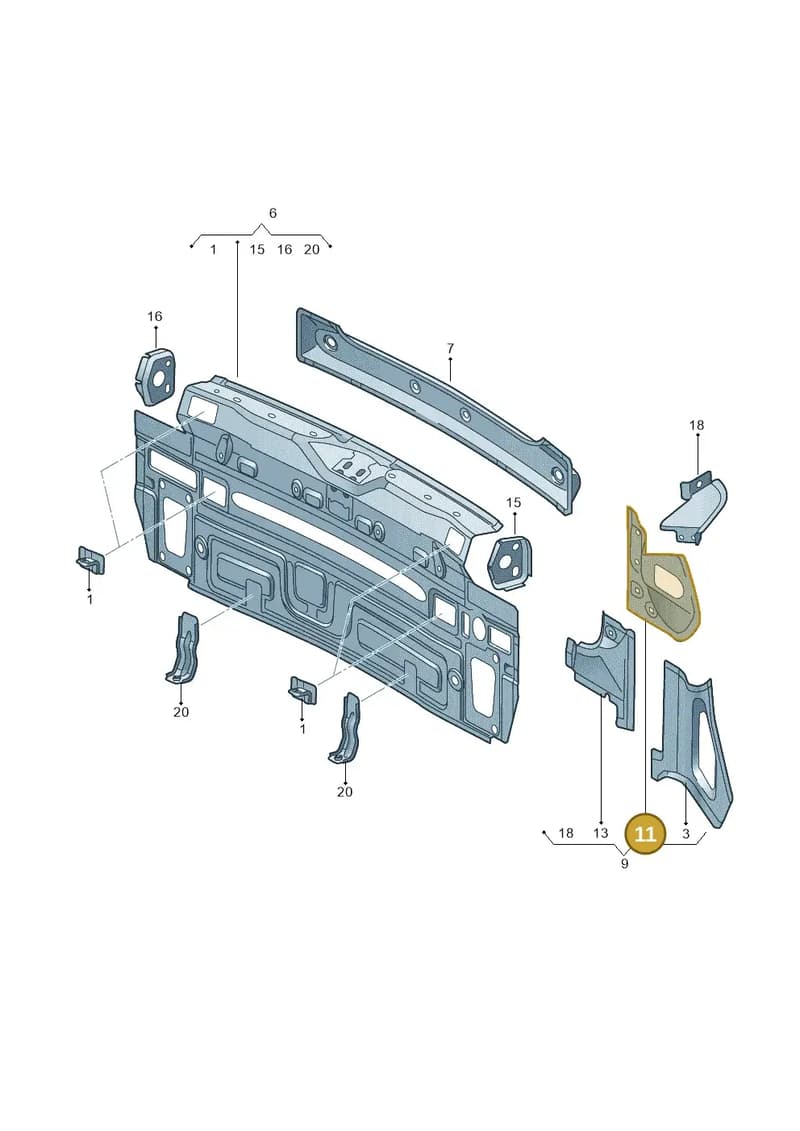 5N0813328 — Volkswagen Tiguan (2011-2018) diagram 634813000, position 11