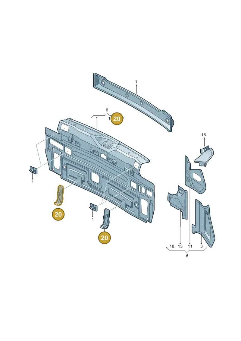 5N0813743 — Volkswagen Tiguan (2009-2019) diagram 688813000, position 20