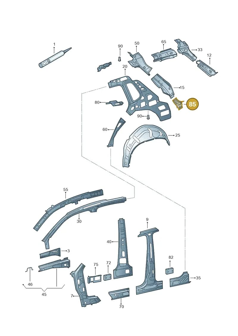 5N0814227 — Volkswagen Tiguan (2011-2018) diagram 634809000, position 85