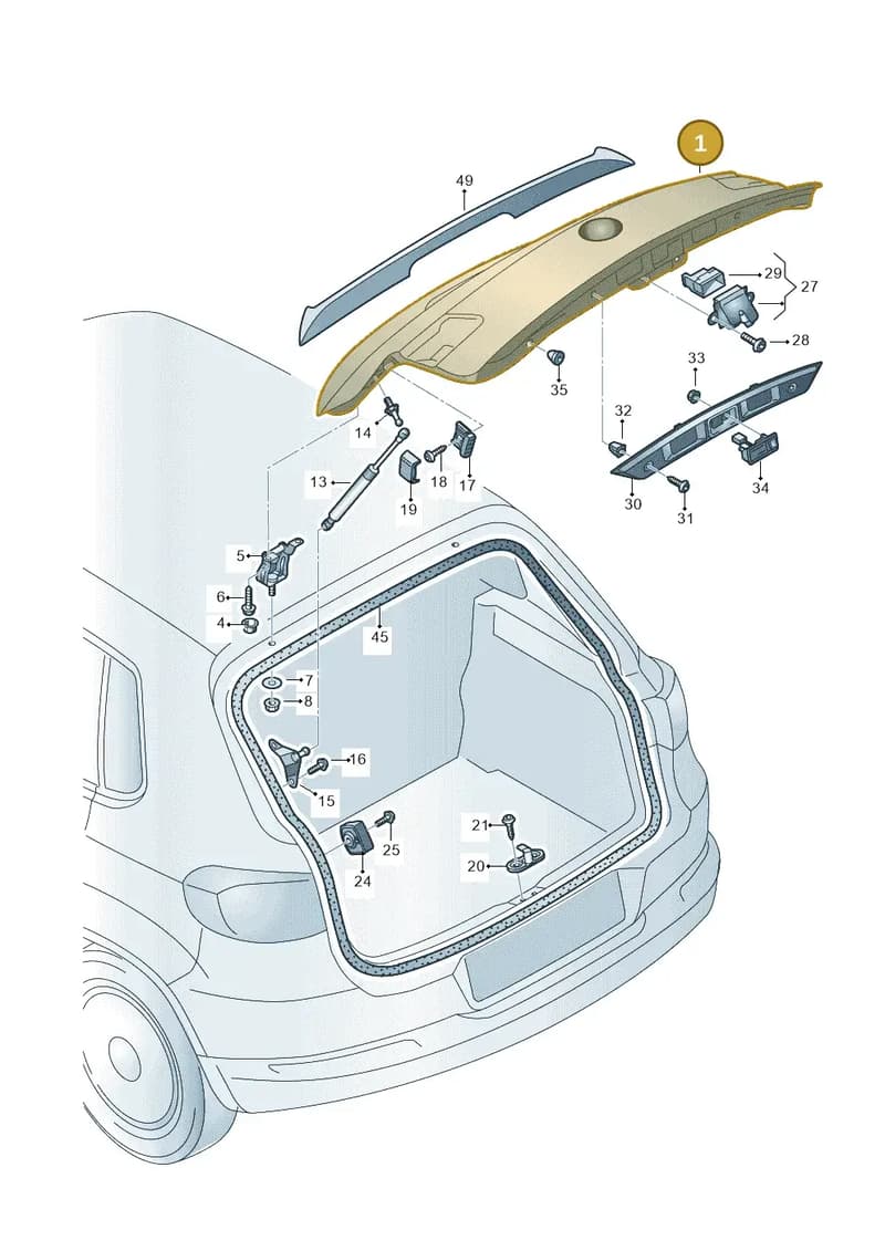 5N0827025G — Volkswagen Tiguan (2011-2018) diagram 634827000, position 1