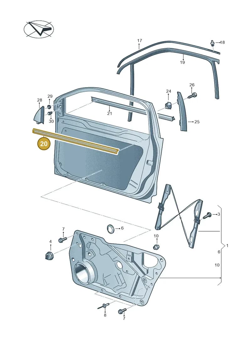 5N08374795AP — Volkswagen Tiguan (2011-2018) diagram 634837600, position 20