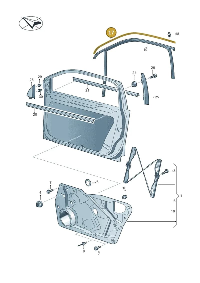 5N0837643C3Q7 — Volkswagen Tiguan (2011-2018) diagram 634837600, position 17
