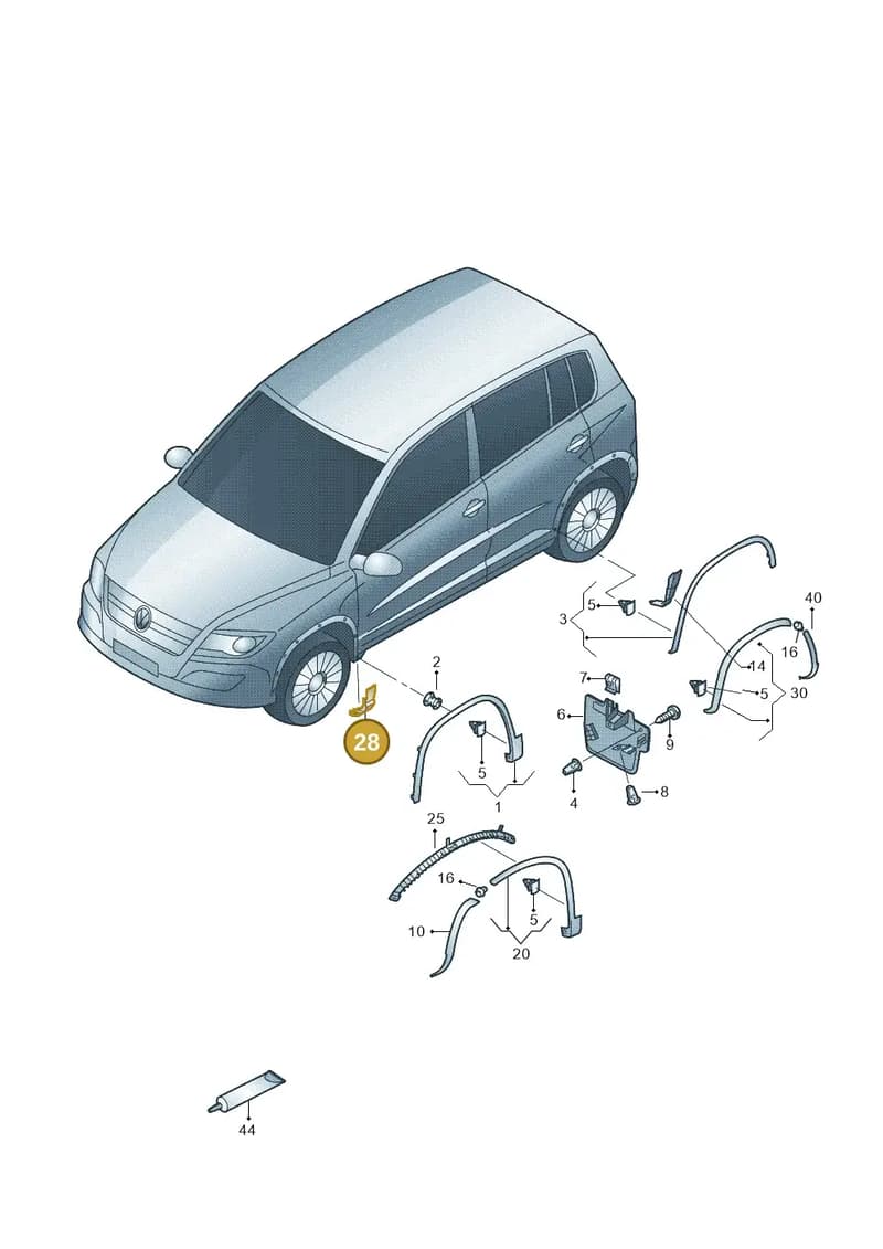 5N0853174AGRU — Volkswagen TIGUAN                 08> (2007-) diagram 634853050, position 28