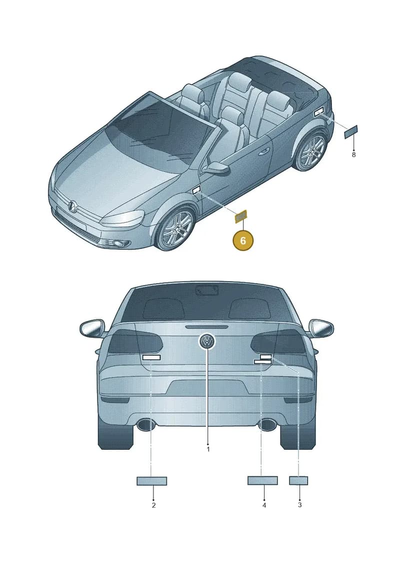 5N0853688GFOD — Volkswagen Golf Cabriolet (2011-2016) diagram 718853500, position 6
