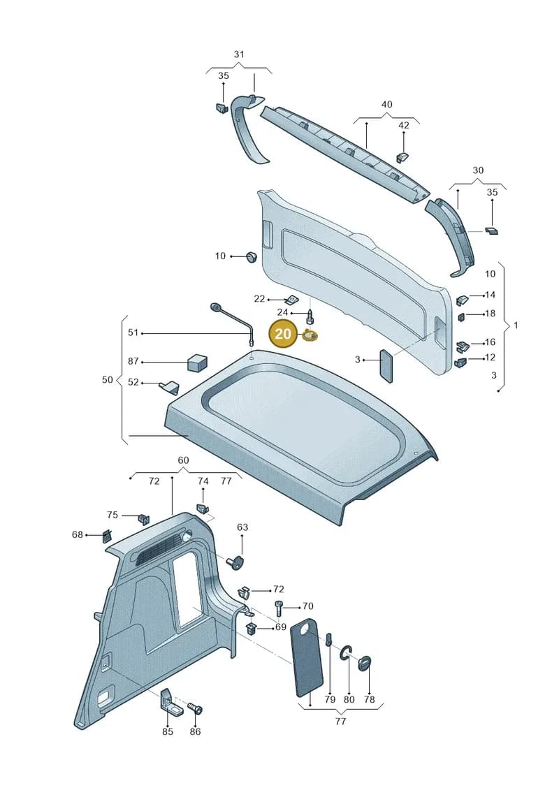 5N0863229A82V — Volkswagen Tiguan (2009-2019) diagram 688867800, position 20