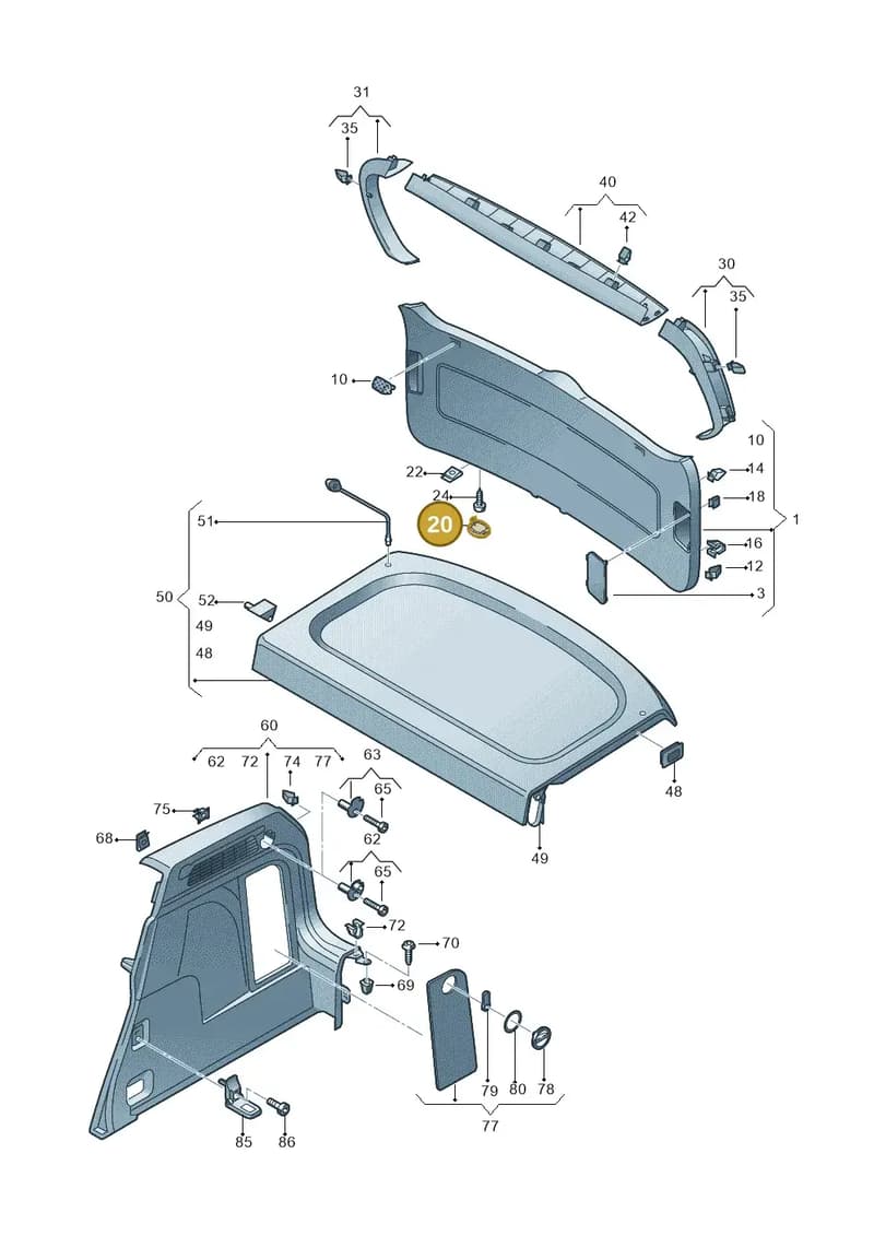 5N0863229A82V — Volkswagen Tiguan (2011-2018) diagram 634867800, position 20