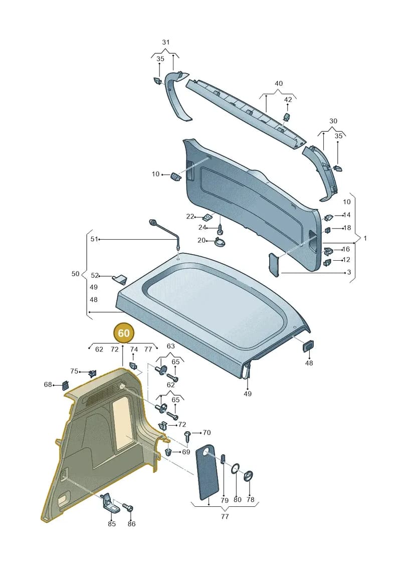 5N0867427AGYBH — Volkswagen Tiguan (2011-2018) diagram 634867800, position 60