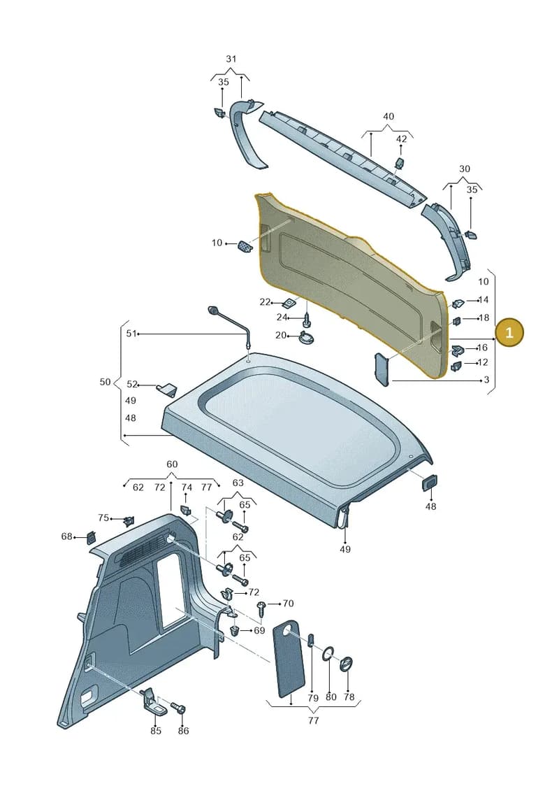 5N0867601B82V — Volkswagen Tiguan (2011-2018) diagram 634867800, position 1