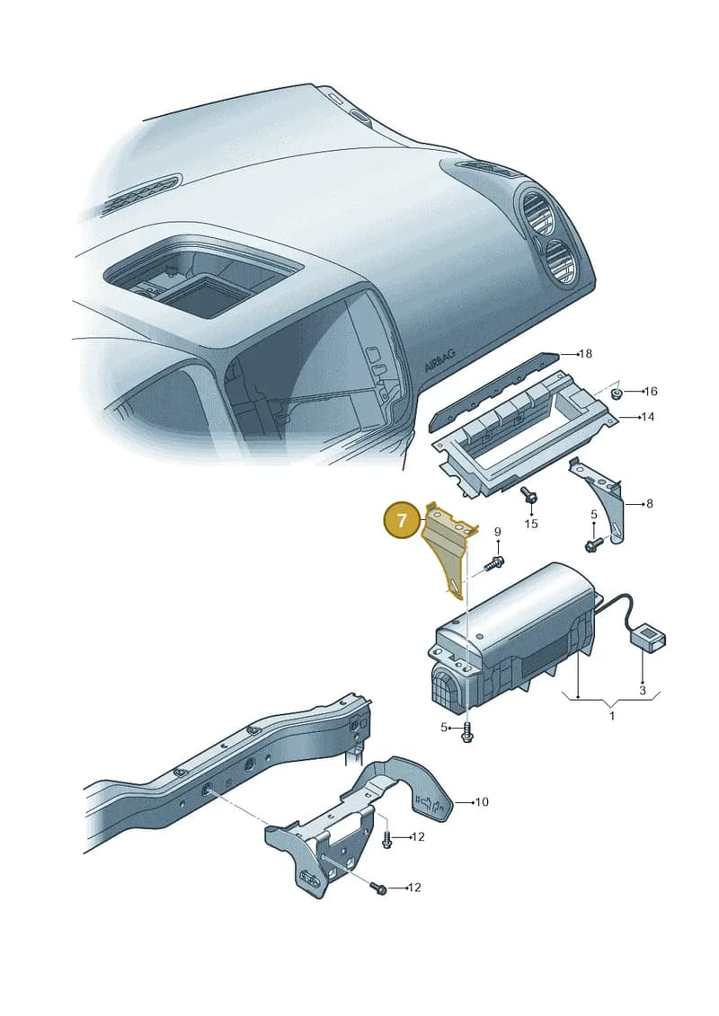 5N0880571A — Volkswagen Tiguan (2011-2018) diagram 459880100, position 7