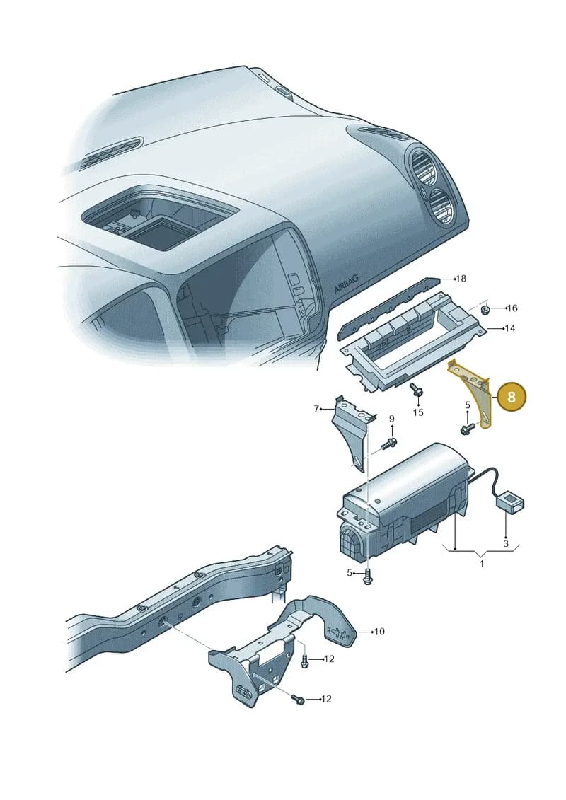 5N0880572A — Volkswagen Tiguan (2011-2018) diagram 459880100, position 8