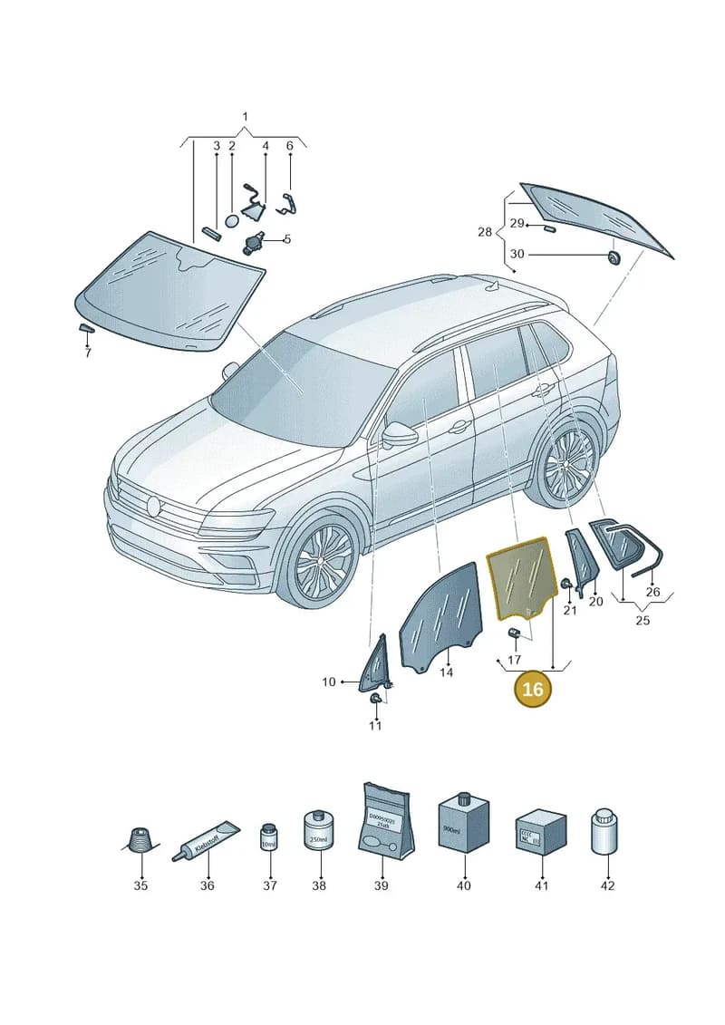 5NA845026D — Volkswagen Tiguan (2016-2024) diagram 884845000, position 16