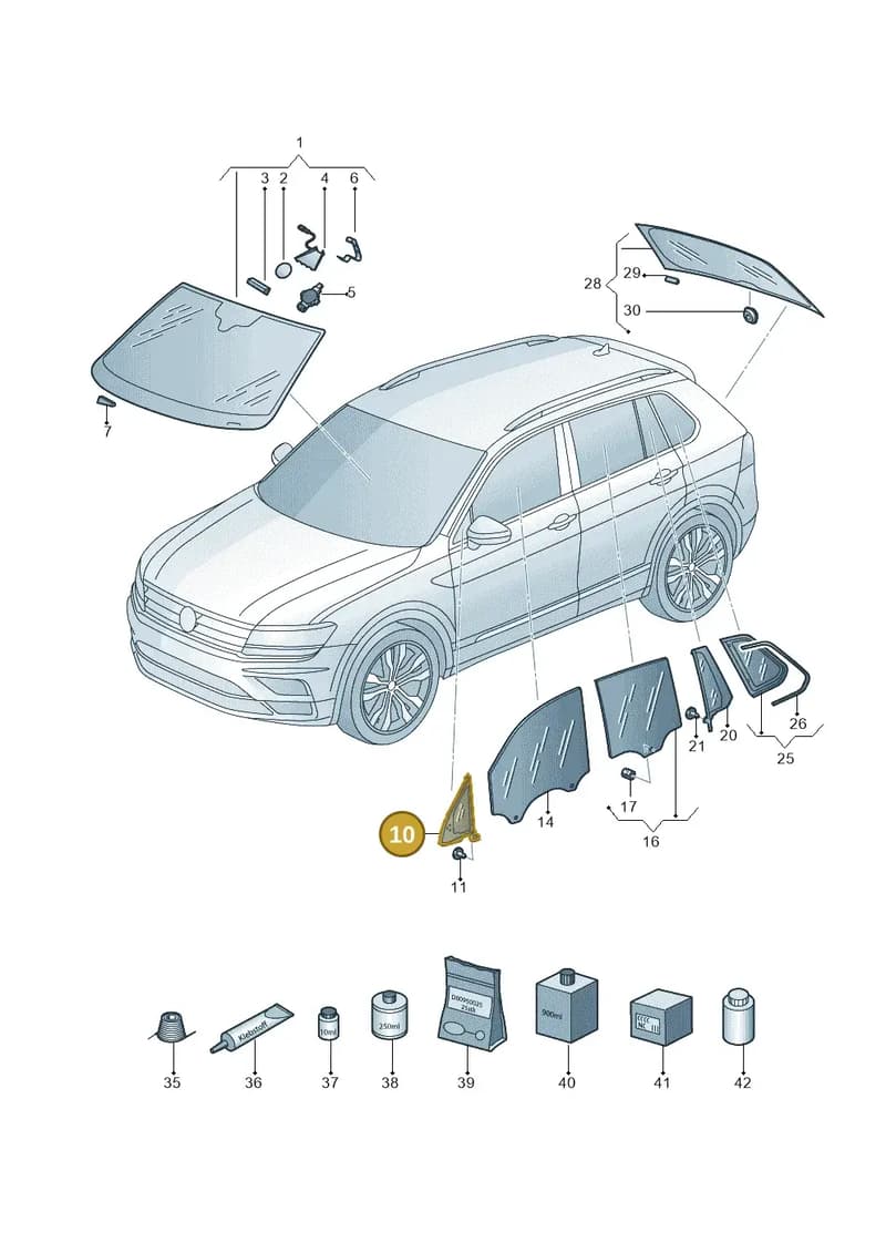 5NA845114J — Volkswagen Tiguan (2016-2024) diagram 884845000, position 10