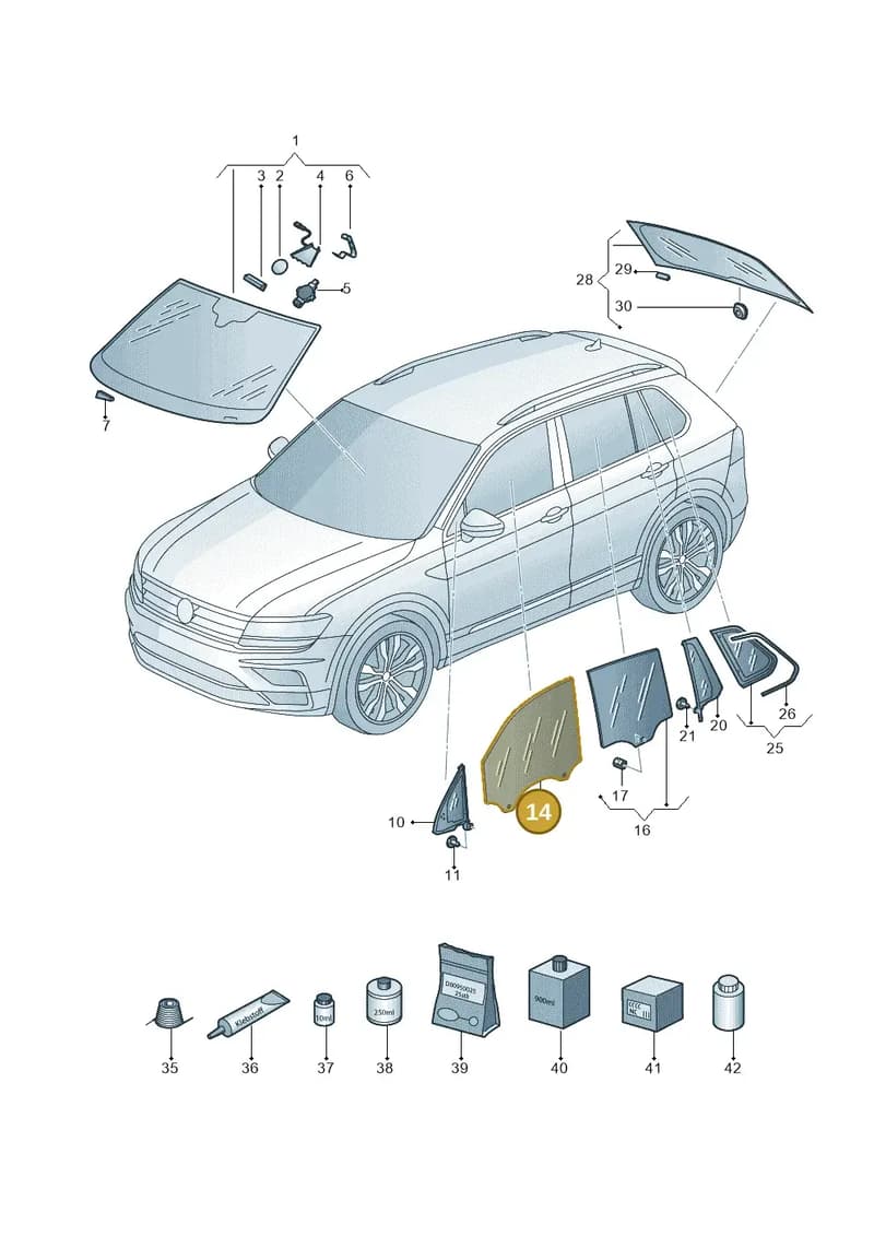 5NA845202E — Volkswagen Tiguan (2016-2024) diagram 884845000, position 14