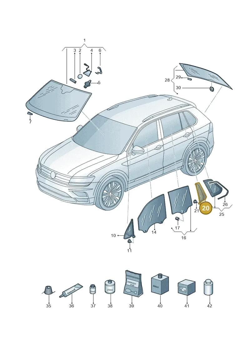 5NA845214Q — Volkswagen Tiguan (2016-2024) diagram 884845000, position 20