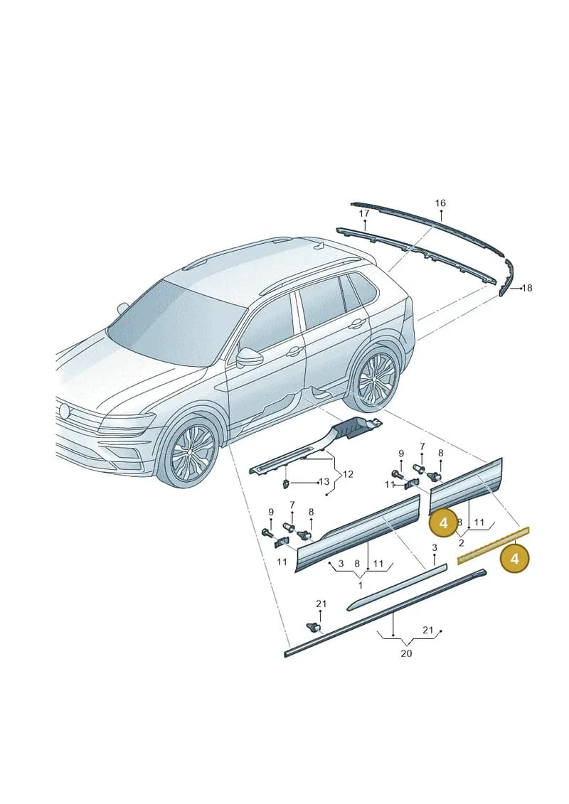 5NA853333 — Volkswagen Tiguan 2.0 4Motion (2016-2024) diagram 884853100, position 4