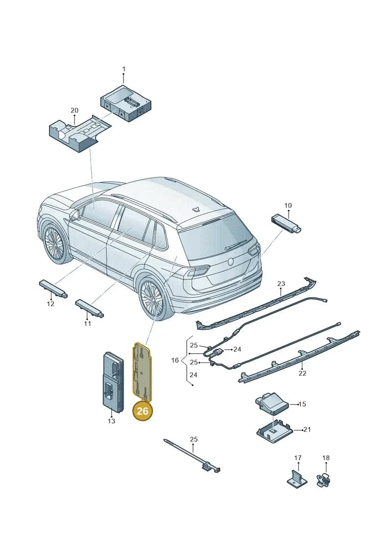 5NA971799 — Volkswagen Tiguan (2016-2024) diagram 884909000, position 26