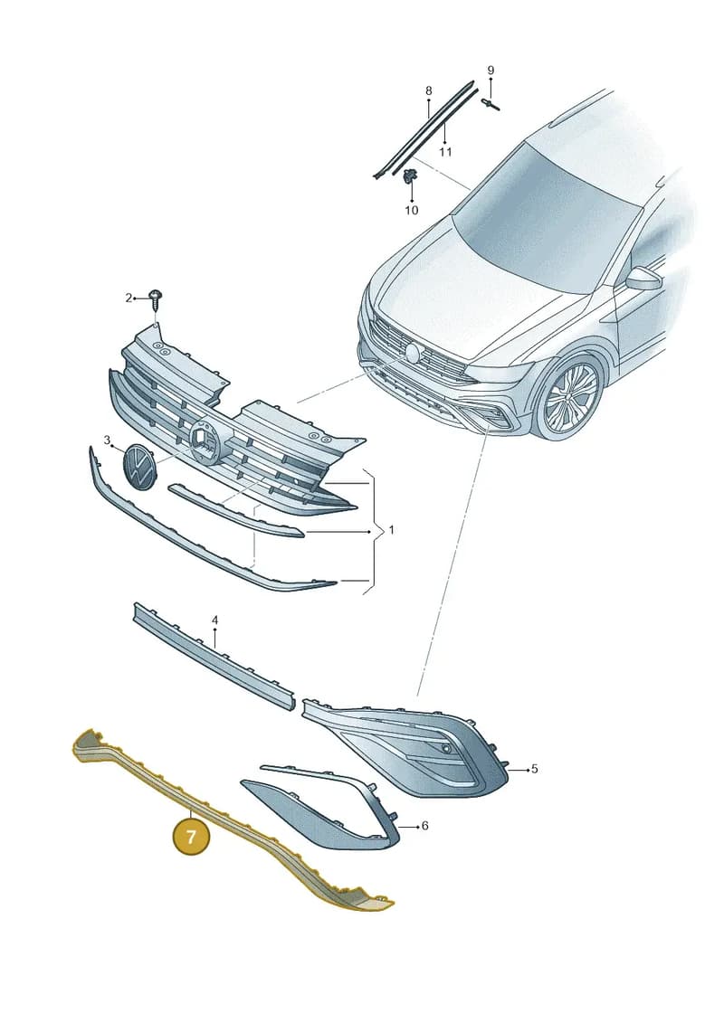 5NN853101E2UC — Volkswagen Tiguan (2017-) diagram 833853001, position 7