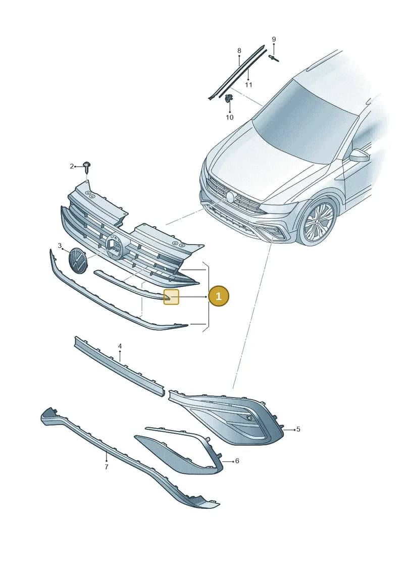 5NN853651SZLL — Volkswagen Tiguan (2017-) diagram 833853001, position 1