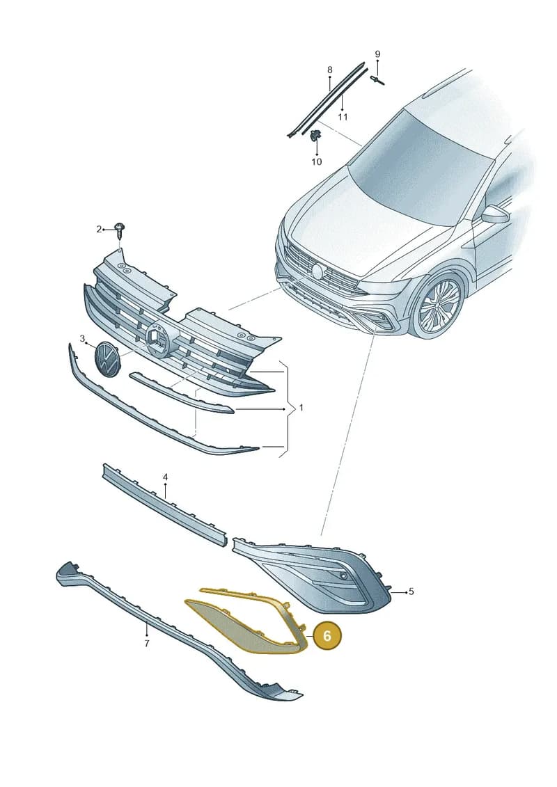 5NN853665KGRU — Volkswagen Tiguan (2017-) diagram 833853001, position 6