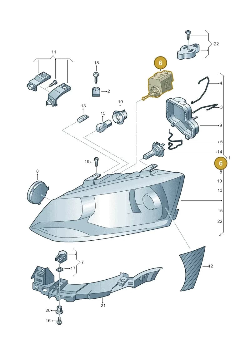 5P0941295 — Volkswagen Polo (2012-2014) diagram 672941000, position 6