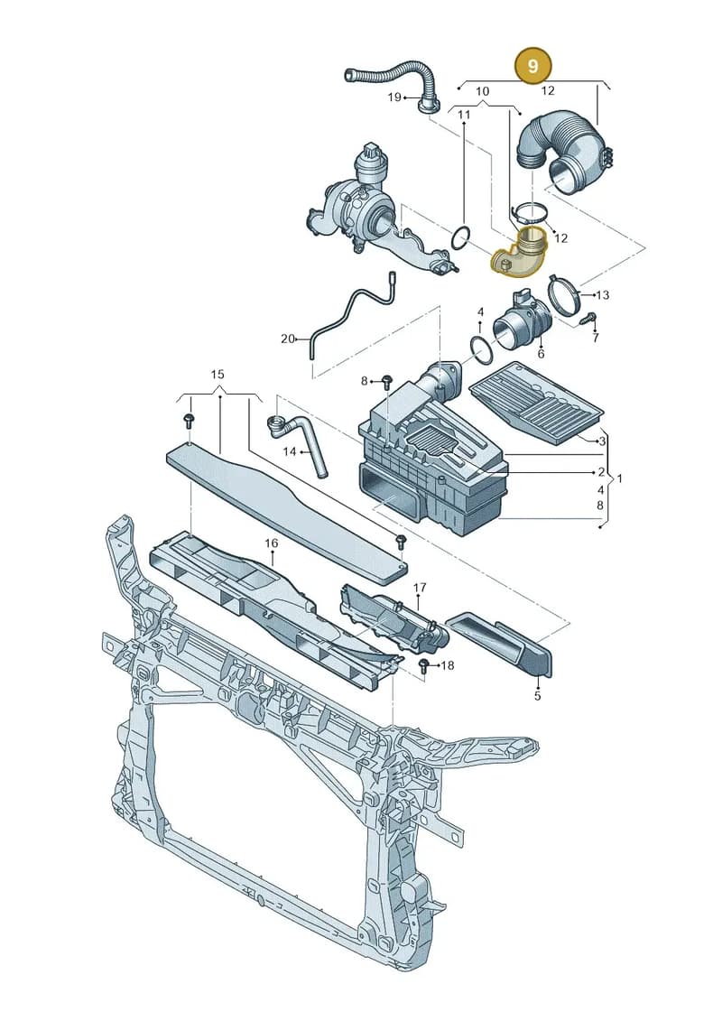 5Q0129654AA — Skoda Karoq (2017-2023) diagram 884129300, position 9