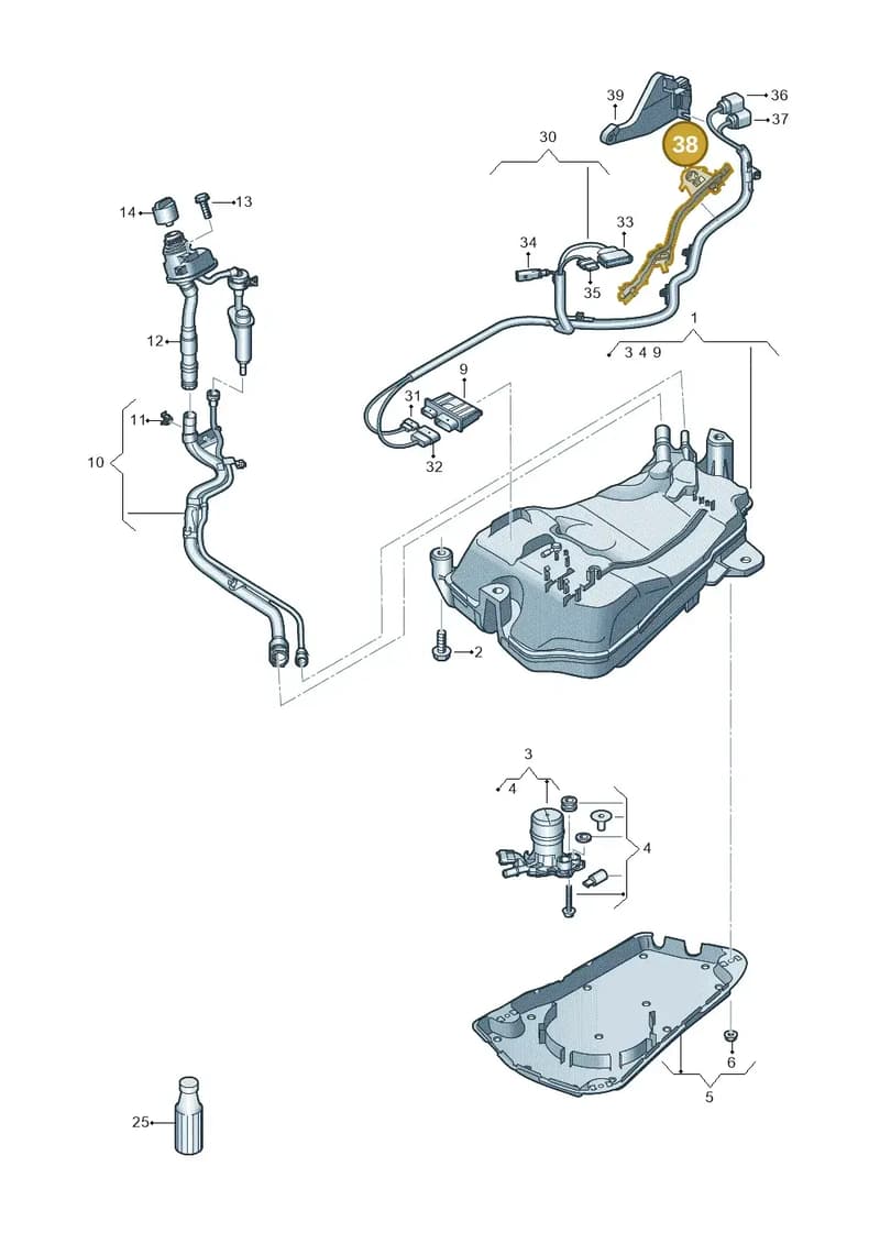 5Q0131327P — Audi A3 Sportback (2019-2025) diagram 596201400, position 38