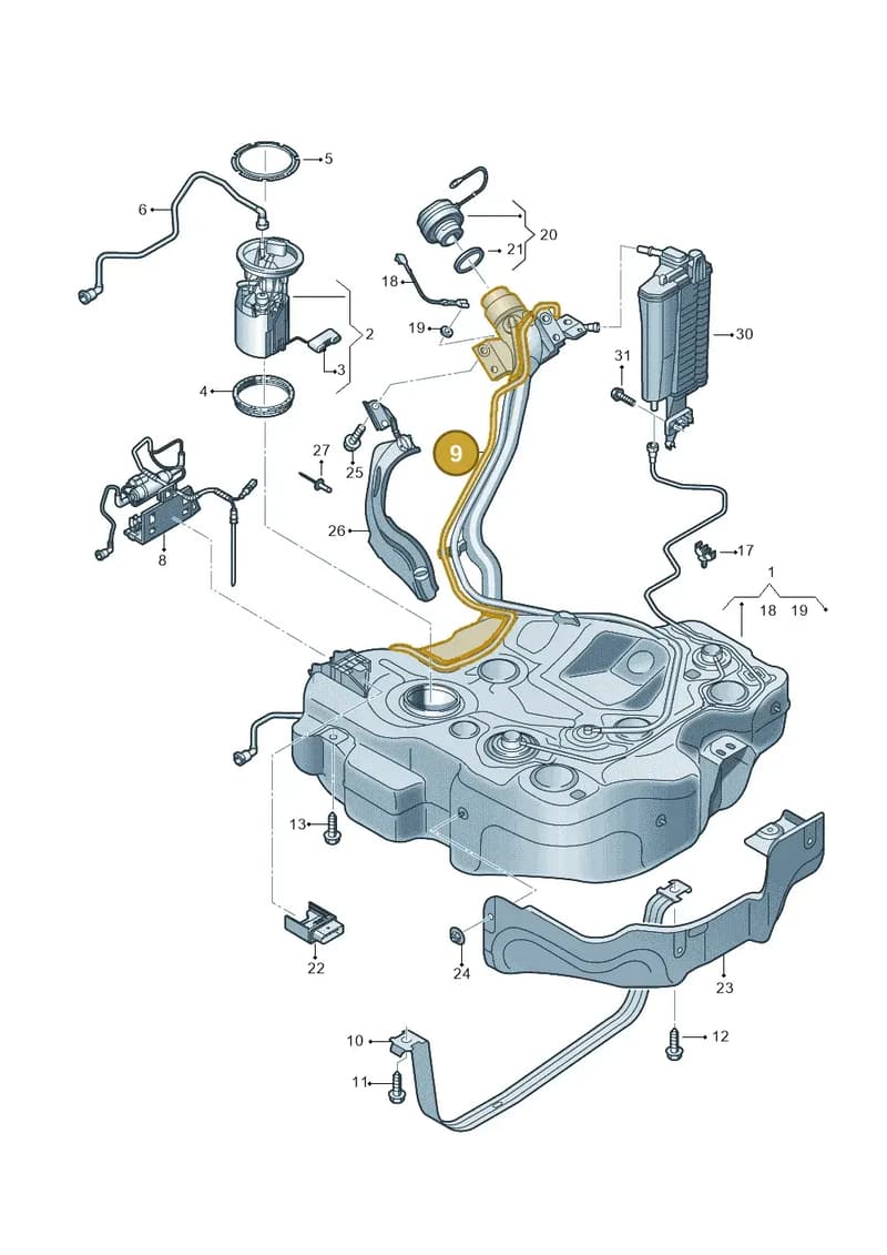5Q0201160BH — Audi A3 Cabriolet (2016-2020) diagram 596201010, position 9