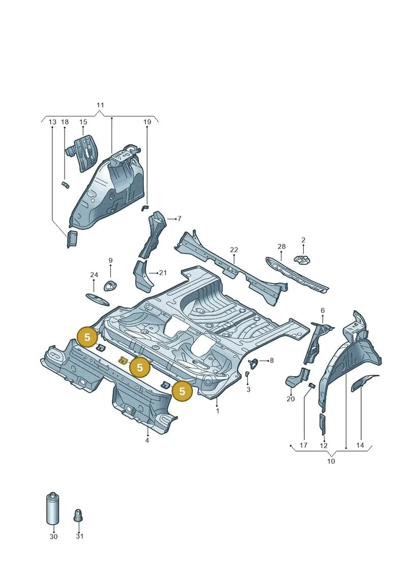 5Q0813617B — Audi A3 Sportback (2019-2025) diagram 596803050, position 5
