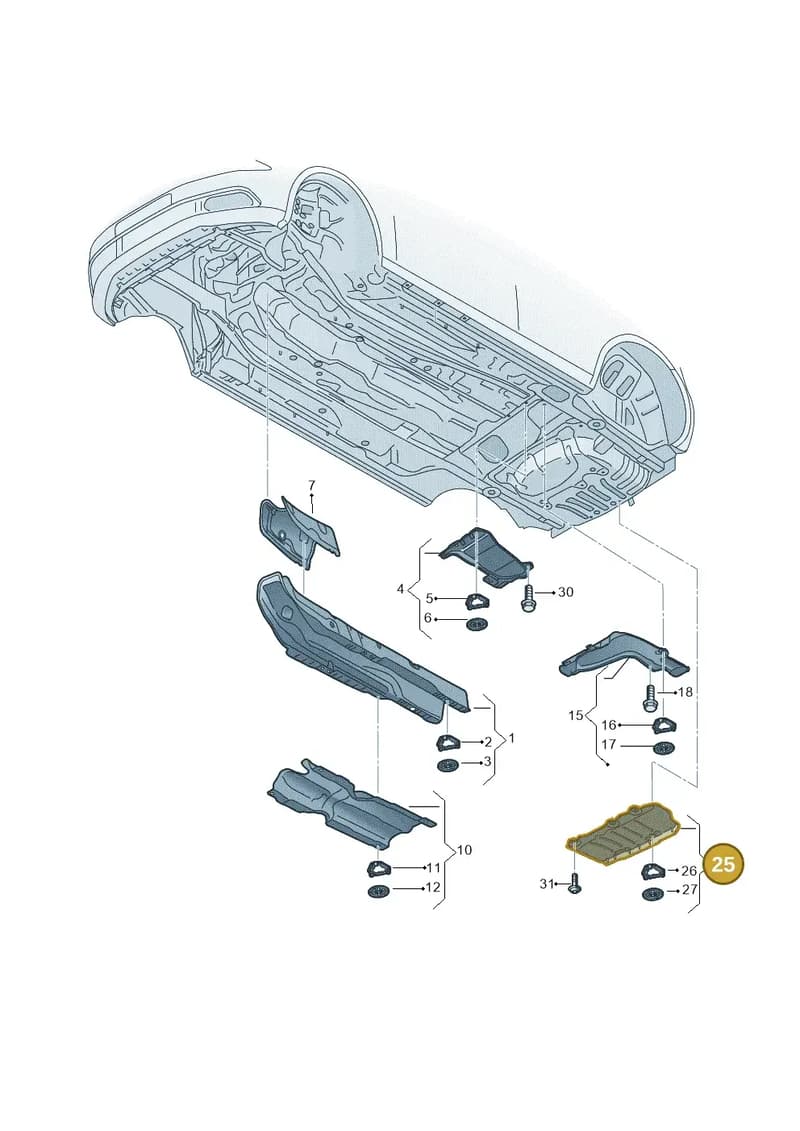 5Q0825701N — Audi A3 Sportback (2019-2025) diagram 596825500, position 25