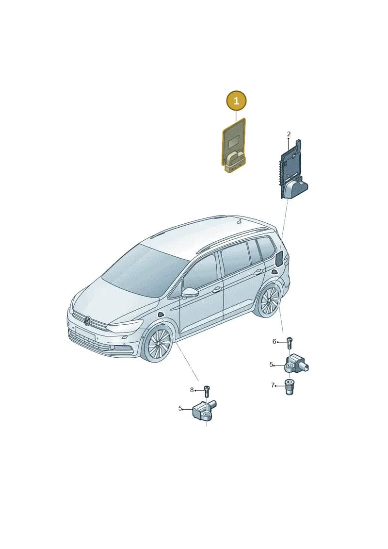 5Q0907376D — Volkswagen Touran (2015-2025) diagram 869907350, position 1