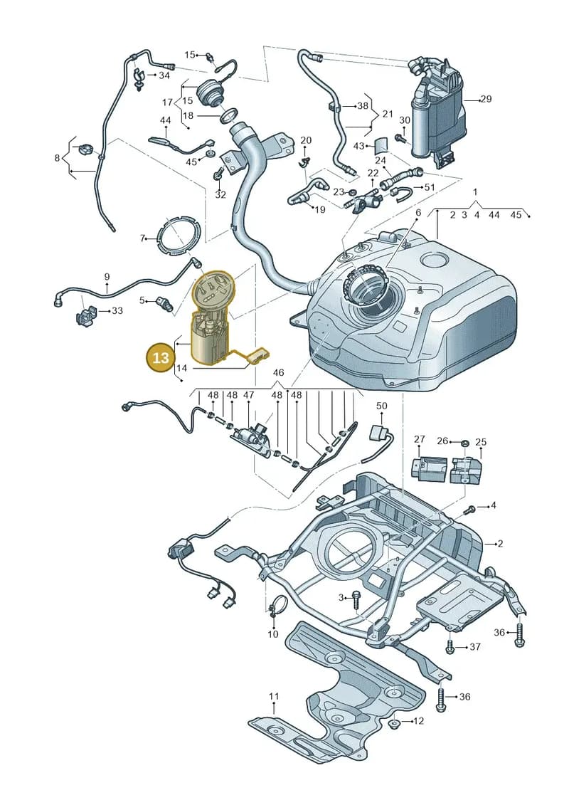 5Q0919087T — Audi A3 Sportback (2019-2025) diagram 596201040, position 13