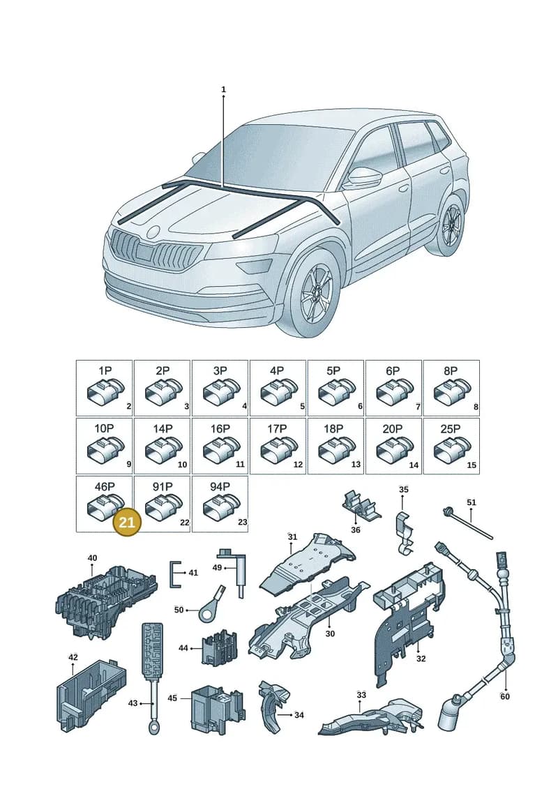 5Q0937702A — Skoda Karoq (2017-2023) diagram 834971081, position 21