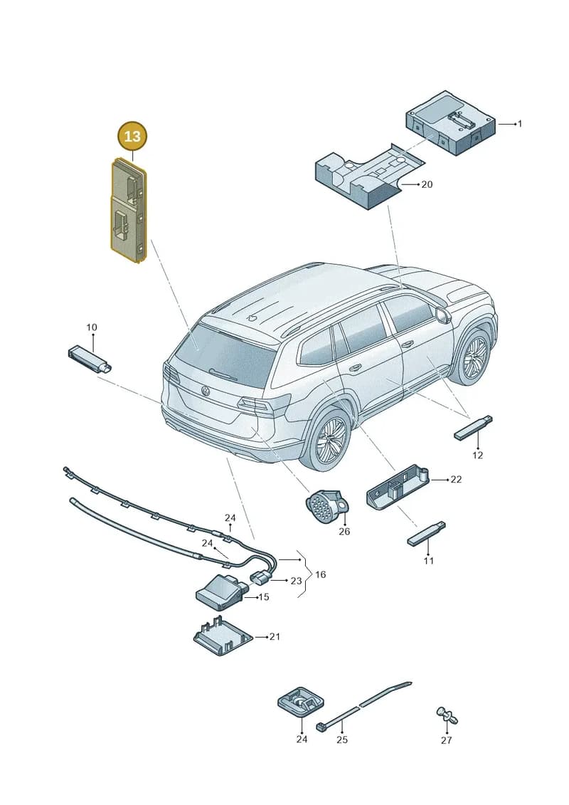 5Q0959107L — Volkswagen Atlas (2016-2023) diagram 829909000, position 13