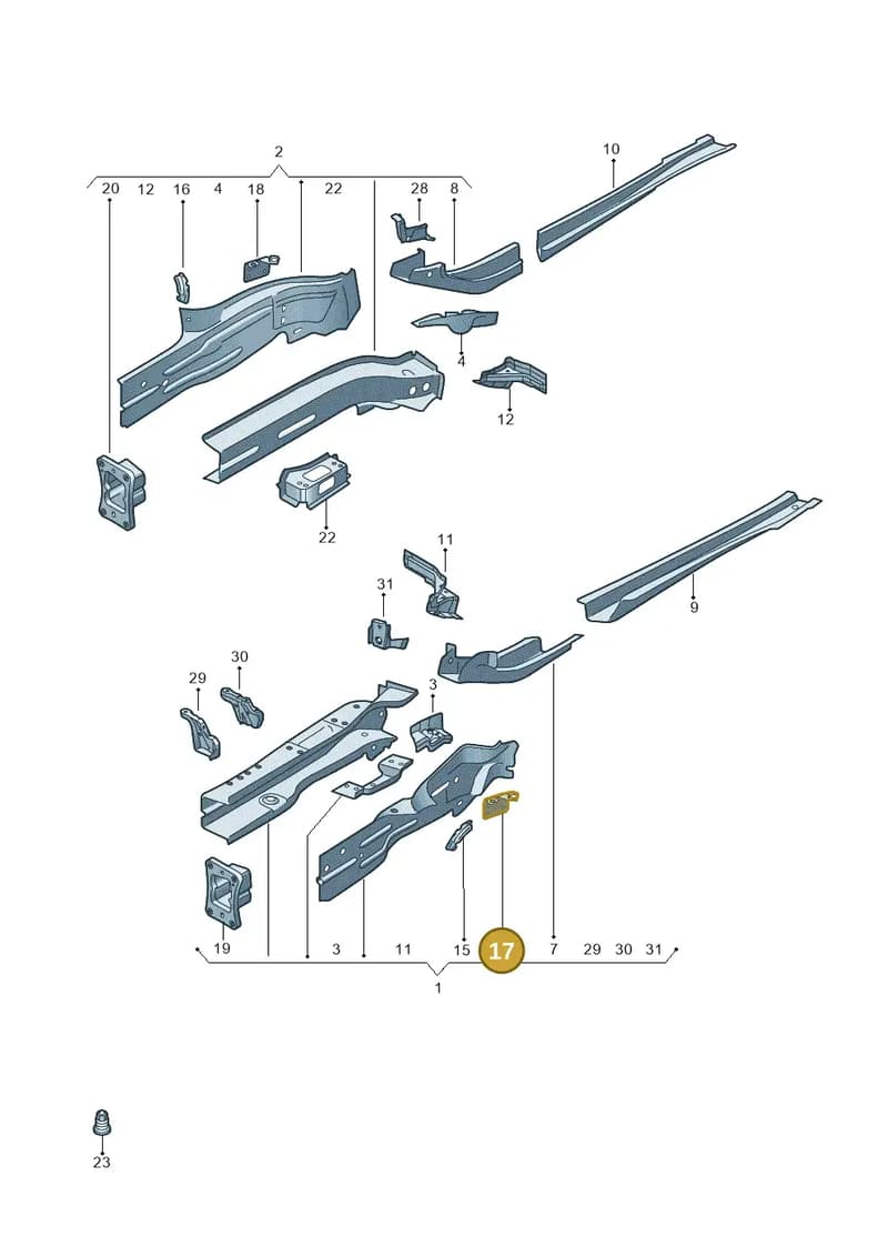 5QF802382 — Audi RS Q3 Sportback (2019-2024) diagram f3z803001, position 17